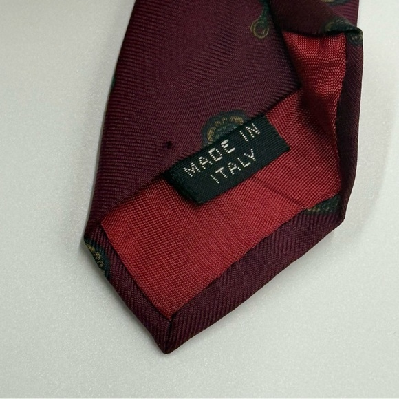 Lanvin Burgundy Patterned Pure Silk Tie Made in Italy - Picture 3 of 7